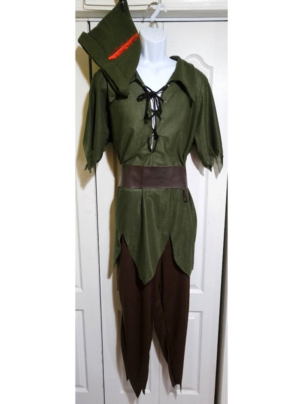 Peter Pan Adult Costume Disney Disguise Halloween Cosplay Tunic Belt Hat Mens XL